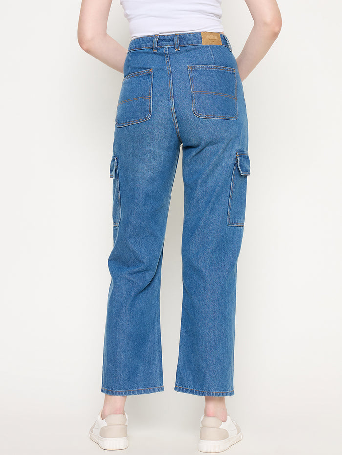 Madame Cotton Straight Fit Mid Blue Denim