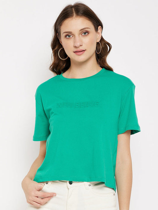 Madame Crew Neck Zen Green Printed T-Shirt