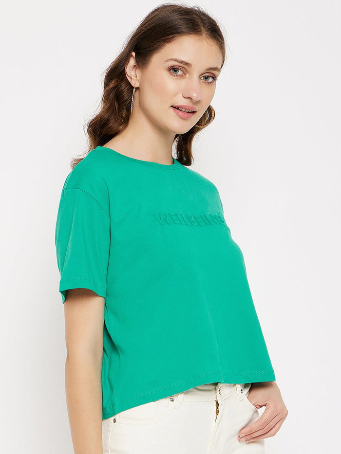Madame Crew Neck Zen Green Printed T-Shirt