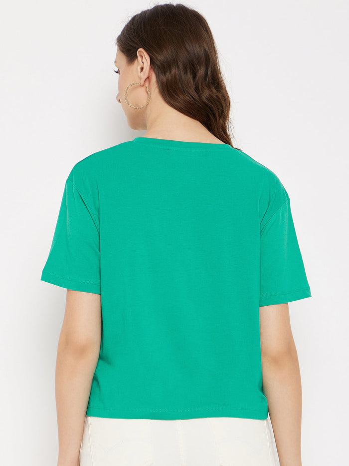 Madame Crew Neck Zen Green Printed T-Shirt