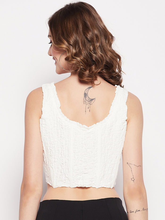 Madame Crinkled White Corset Top