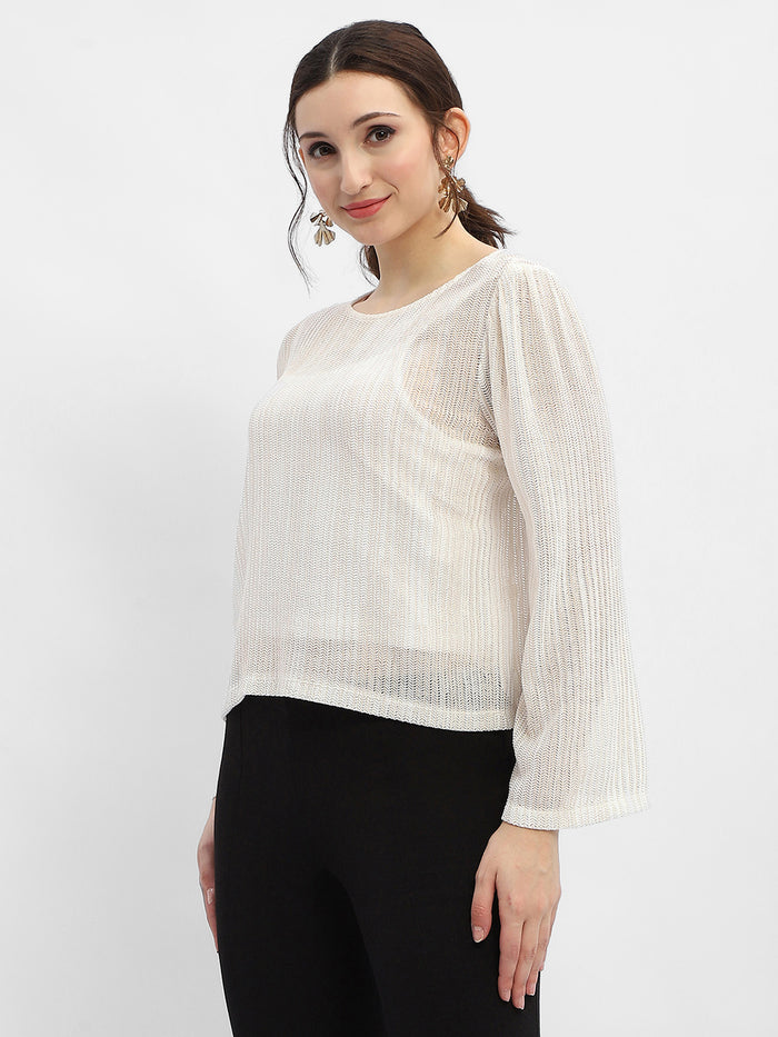 Madame Cut Out Back Off-White Knit Top