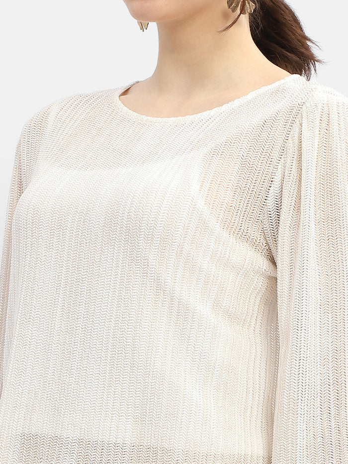 Madame Cut Out Back Off-White Knit Top