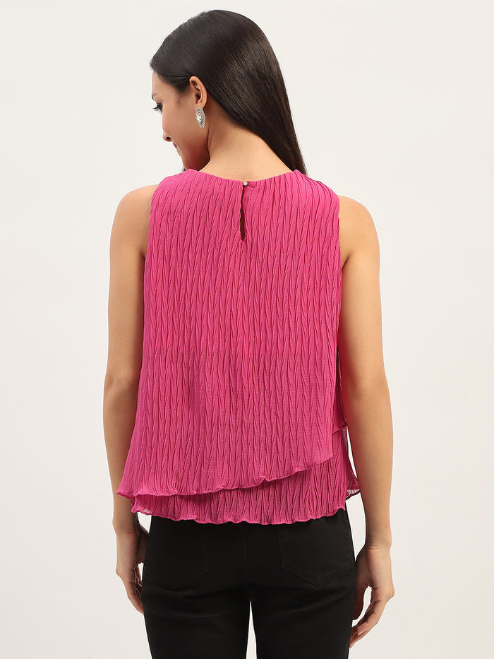 Madame Double Hem Embellished Pink Top