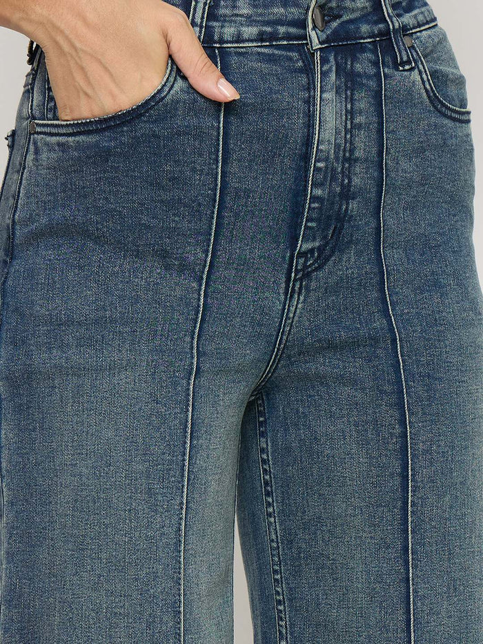 Madame Double Wash Blue Wide Leg Jeans