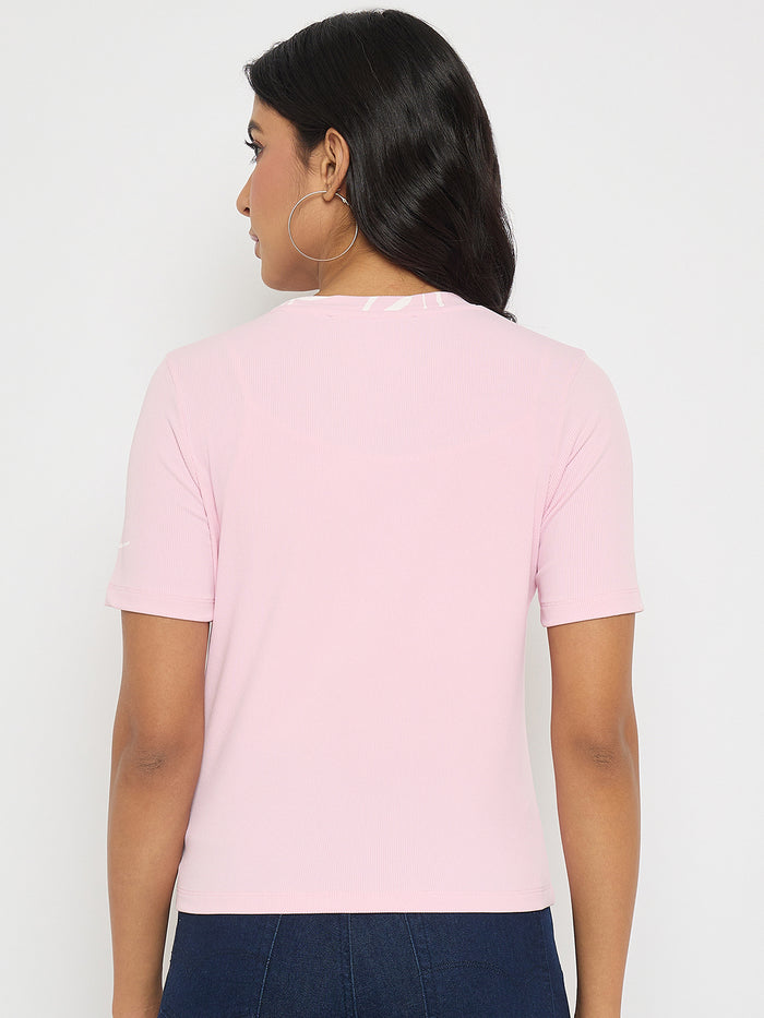 Madame Floral Print Sequin Detailed Pink T-Shirt