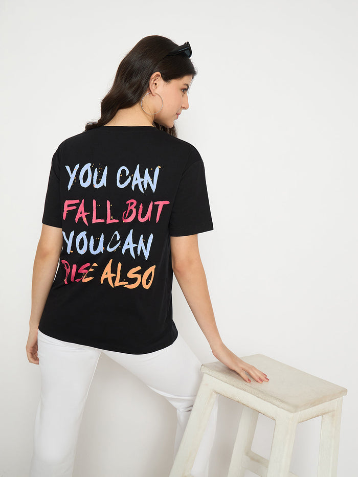 Madame Front and Back Graphic Print Black Sinker T-shirt
