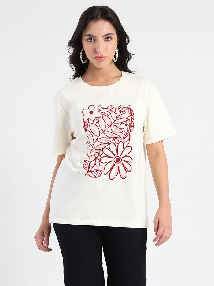 Madame Graphic Flock Print Off-White Sinker T-shirt