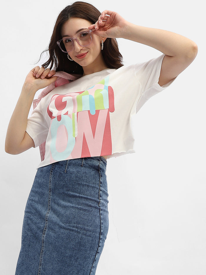 Madame Graphic Print White Cotton T-Shirt