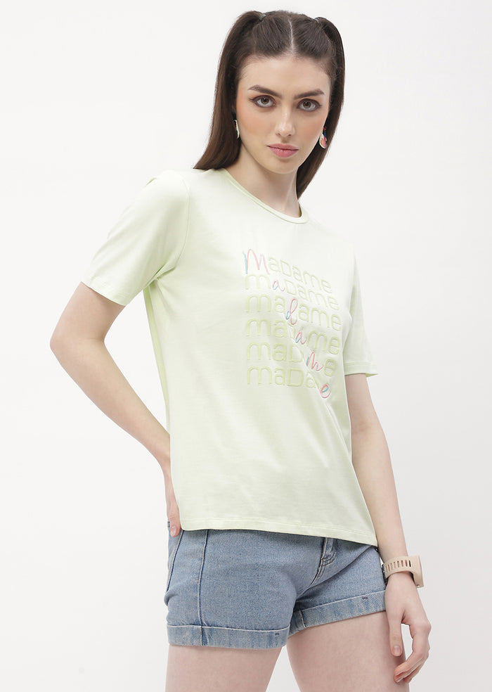 Madame Logo Print Neon Green Regular T-Shirt