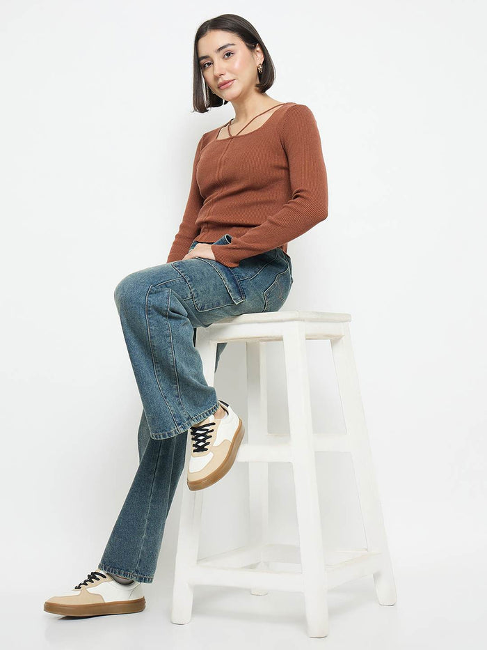 Madame Mid Blue Cargo Jeans