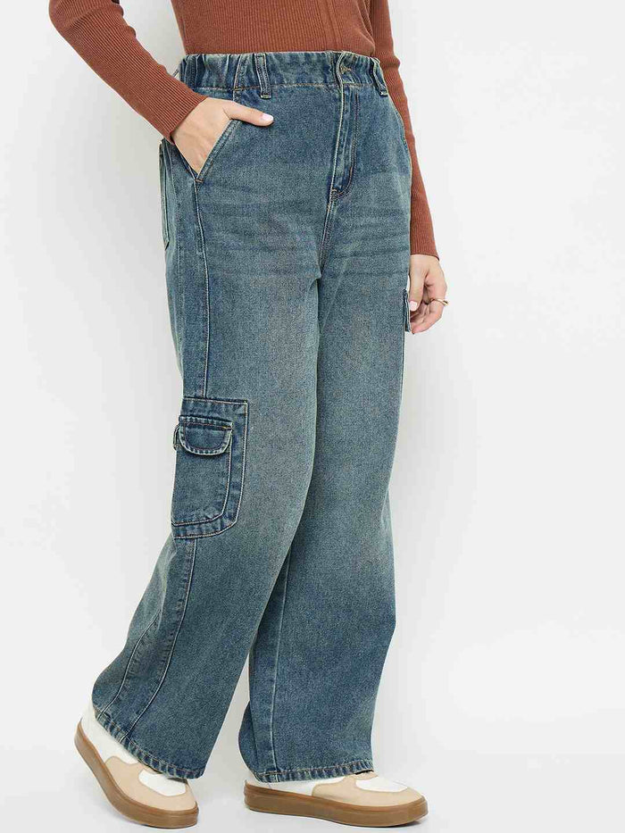 Madame Mid Blue Cargo Jeans