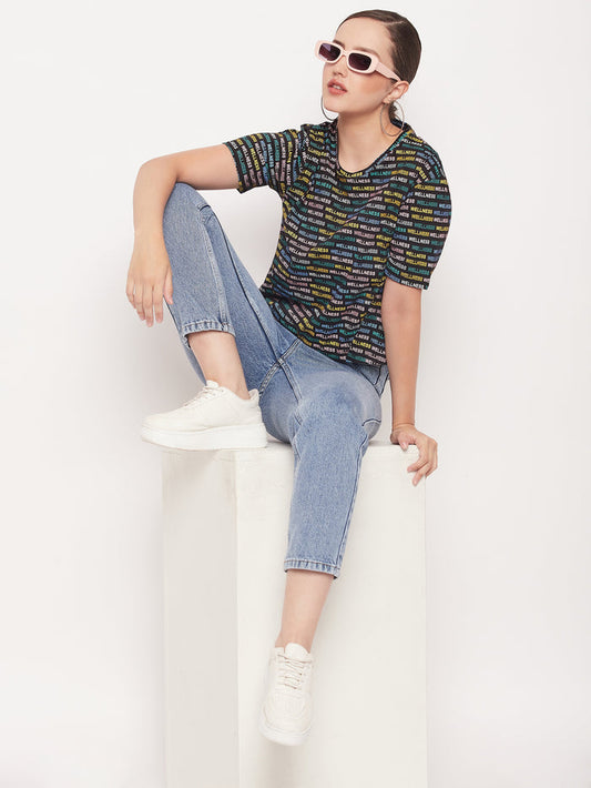 Madame Regular Fit Round Neck Printed T-shirt
