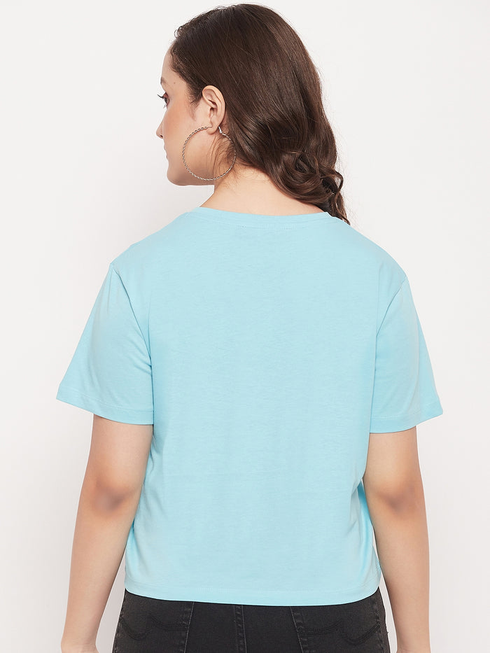 Madame Round Neck Printed Cotton T-shirt