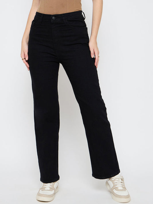Madame Straight Fit Cotton Blend Jet Black Jeans