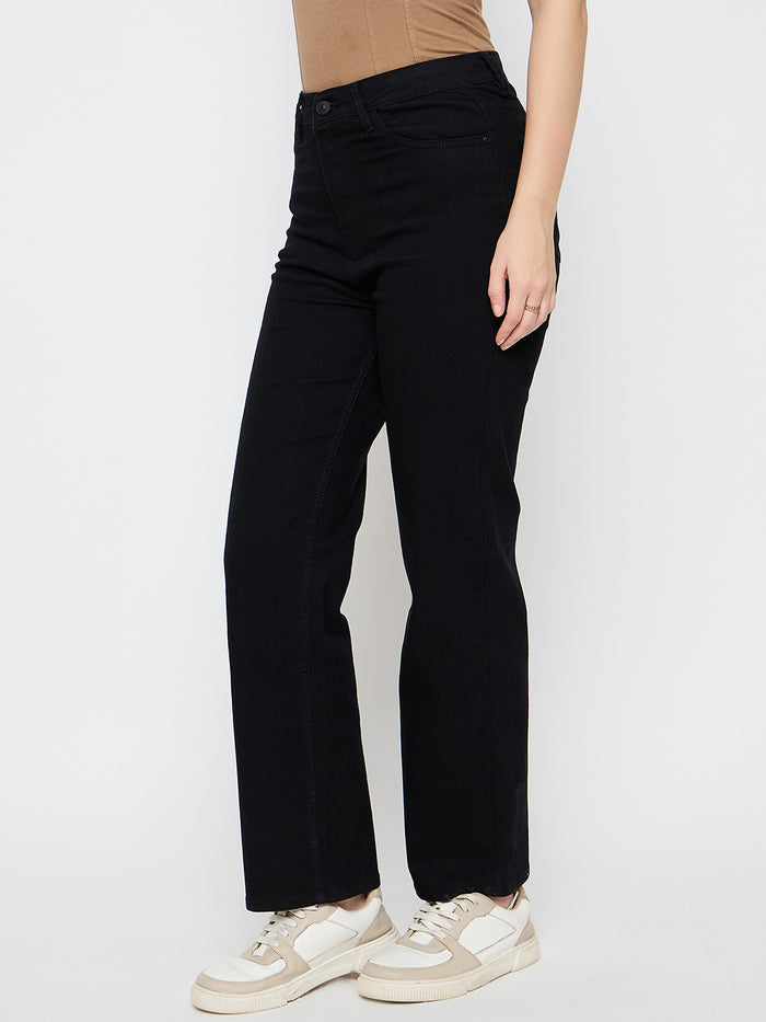 Madame Straight Fit Cotton Blend Jet Black Jeans