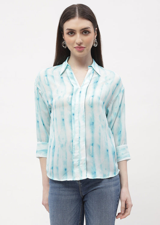 Madame Tie-Dye Aqua Blue Regular Top