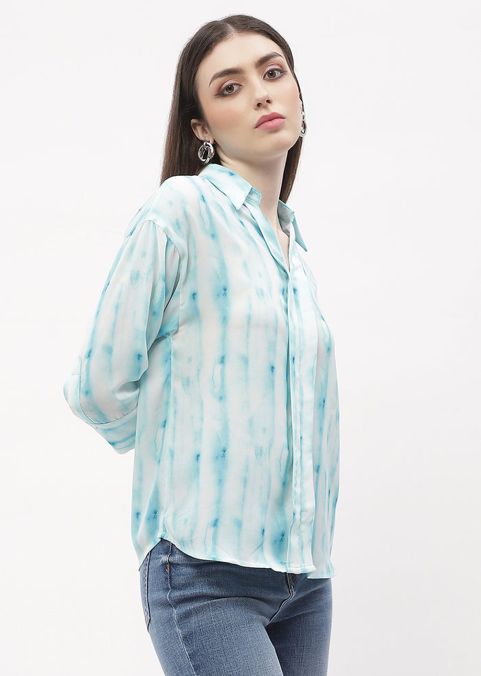 Madame Tie-Dye Aqua Blue Regular Top