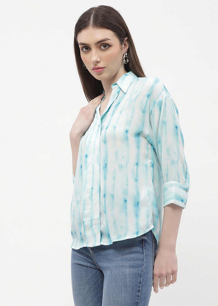 Madame Tie-Dye Aqua Blue Regular Top