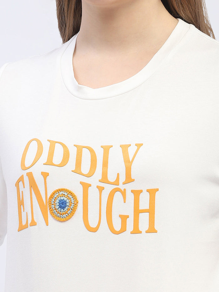 Madame Typography White Regular T-Shirt