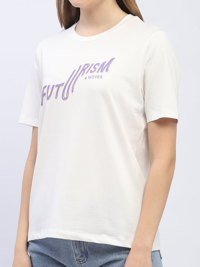 Madame Typography White Regular T-Shirt