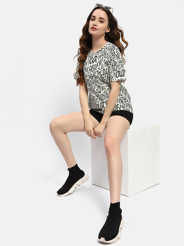 Madame Typography White Regular T-Shirt
