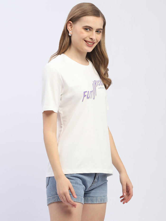 Madame Typography White Regular T-Shirt