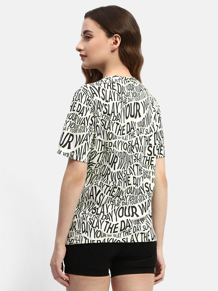 Madame Typography White Regular T-Shirt