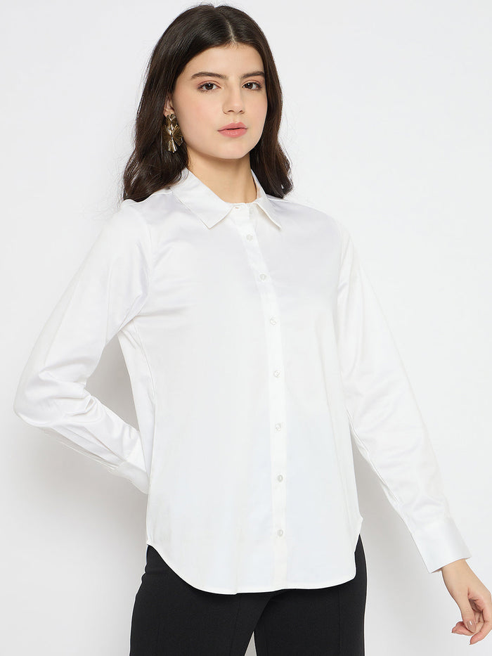Madame White Cotton Blend Shirt