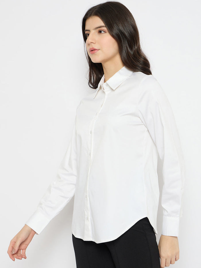 Madame White Cotton Blend Shirt