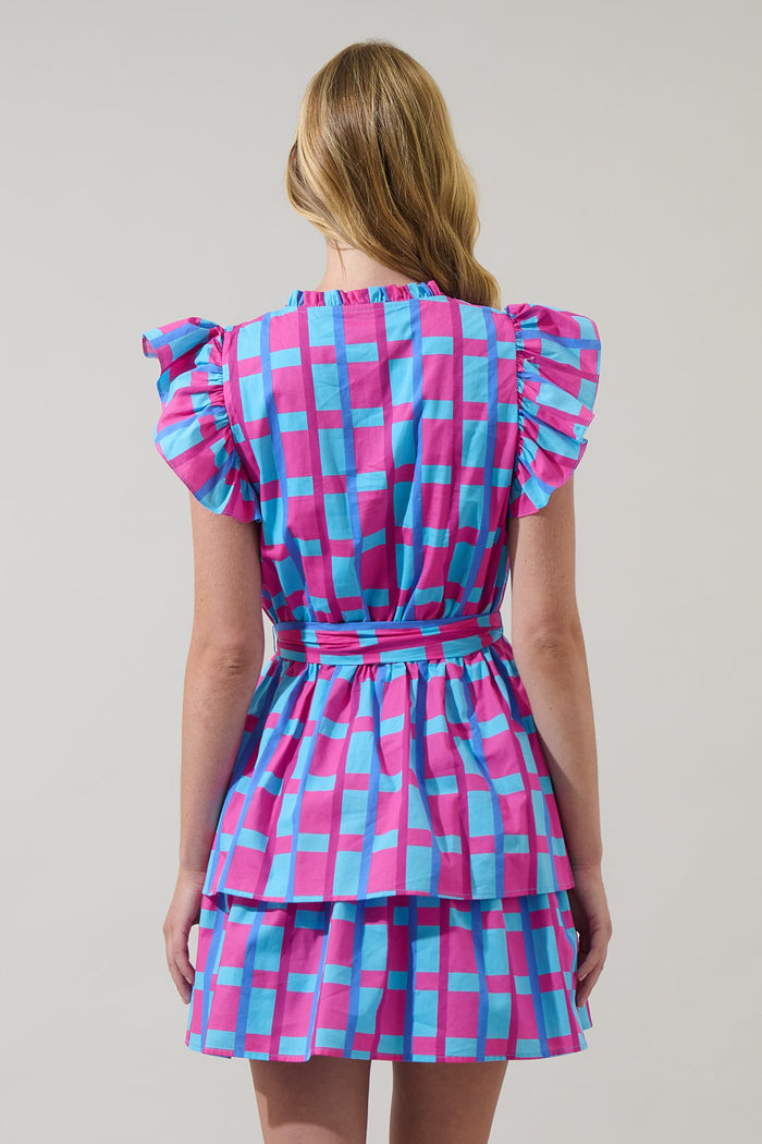 Marvy Checker Emie Ruffle Mini Dress