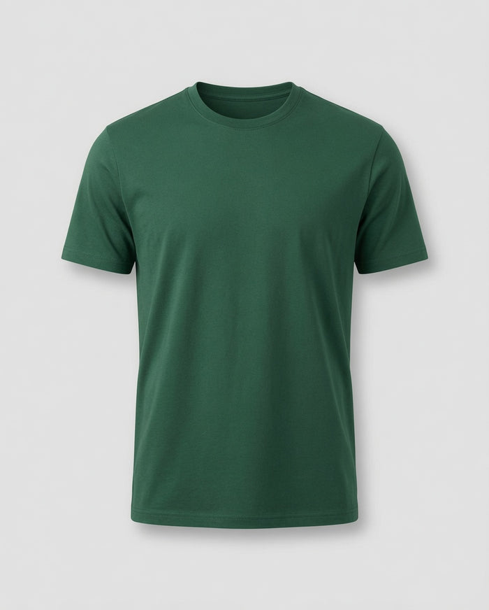 Men's Forest Green Cotton Crew Neck Half Sleeve T-Shirt