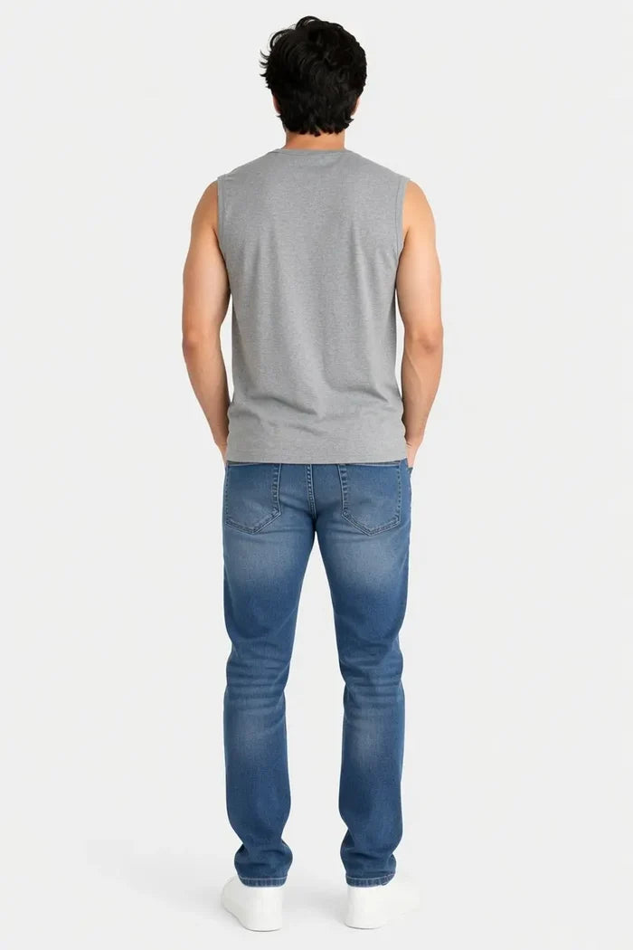 Men's Heather Grey Sleeveless Muscle Fit T-Shirt