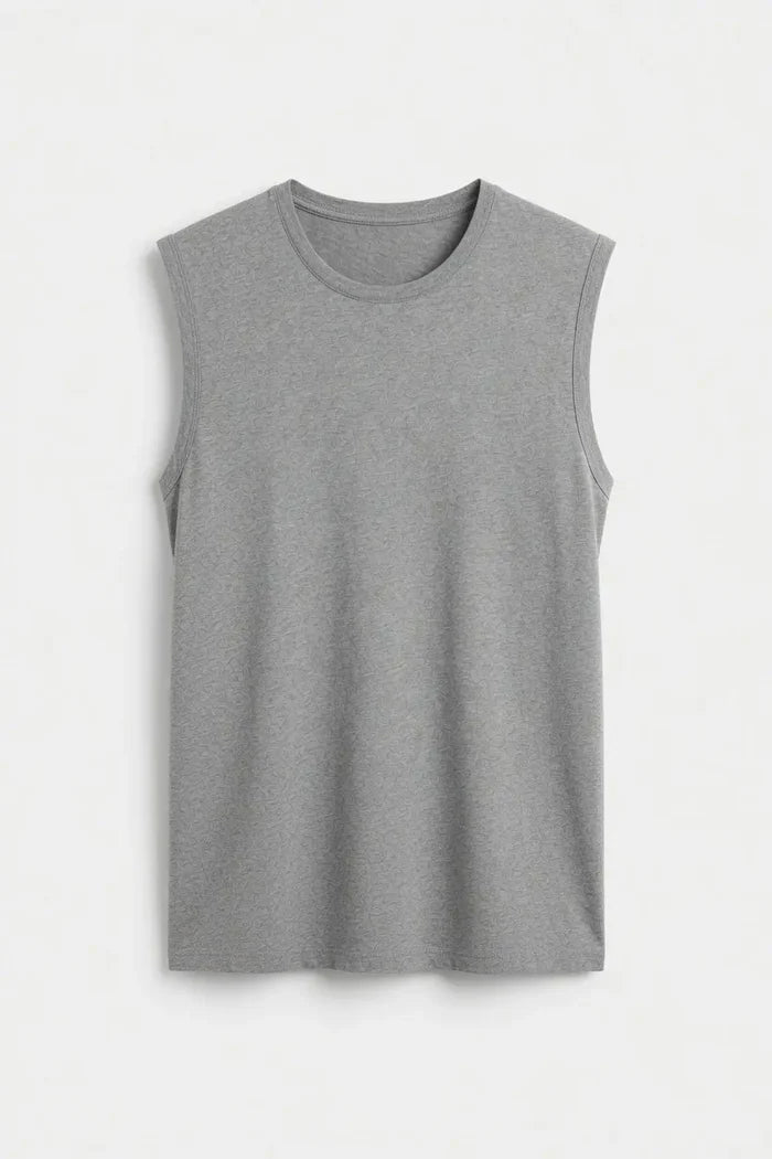 Men's Heather Grey Sleeveless Muscle Fit T-Shirt