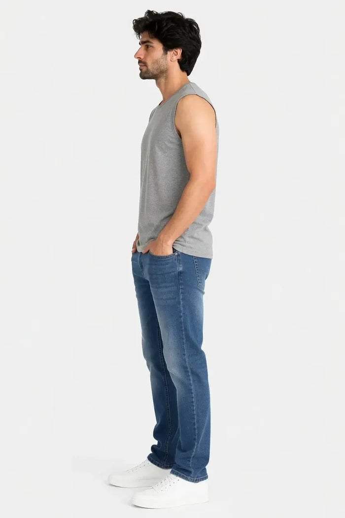 Men's Heather Grey Sleeveless Muscle Fit T-Shirt