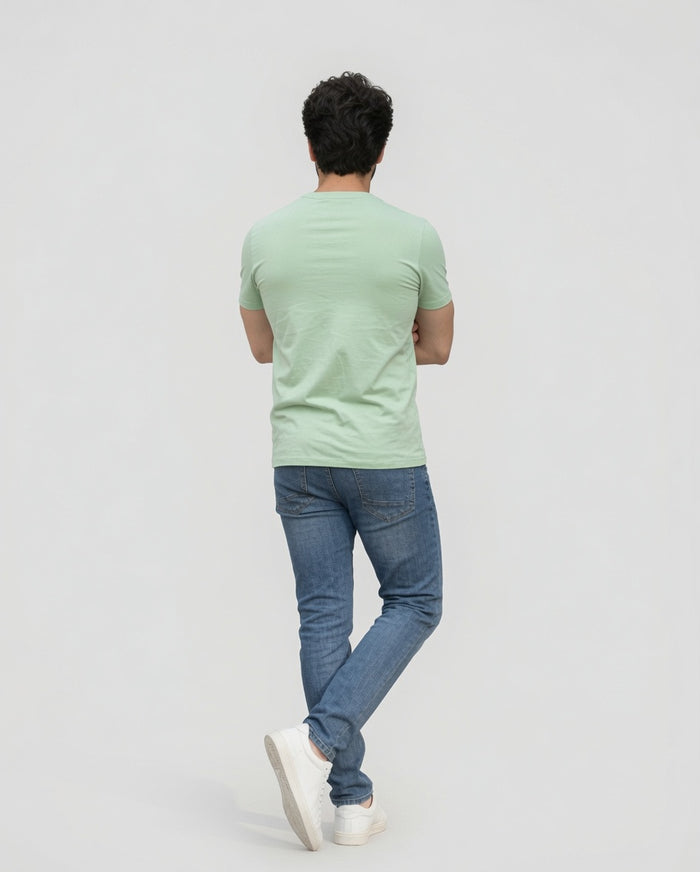 Men's Mint Green Cotton Crew Neck Half Sleeve T-Shirt
