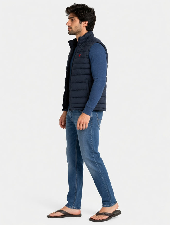 Men's Navy Blue Parachute Puffer Jacket  (V Mono Gram) - Hinz Clothing