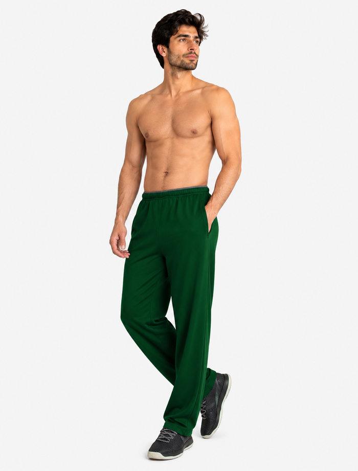 Men's Premium Fleece Cotton Trouser Relaxed Fit (Bottle Green)