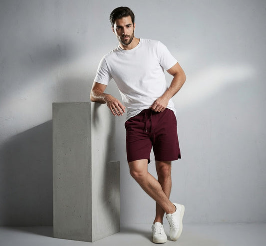 Men's Rib Lycra Cotton Casual Shorts  Maroon Regular Fit