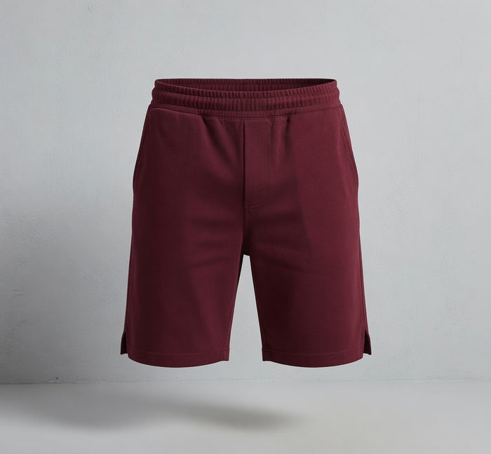 Men's Rib Lycra Cotton Casual Shorts  Maroon Regular Fit