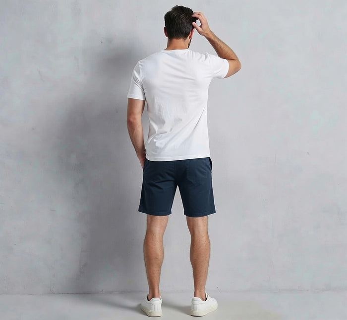 Men's Rib Lycra Cotton Casual Shorts Teal Blue Regular Fit