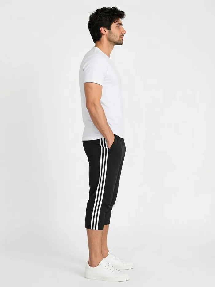 Men's Single Jersey Cotton Three Quarter Shorts Black Regular Fit - Hinz Clothing