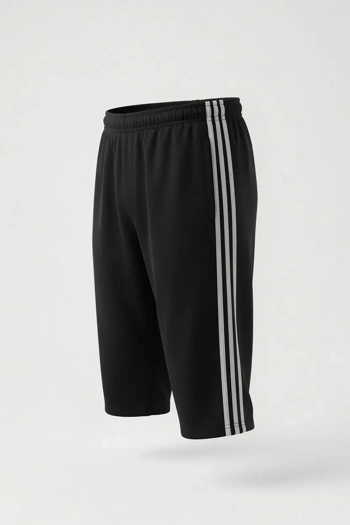 Men's Single Jersey Cotton Three Quarter Shorts Black Regular Fit - Hinz Clothing