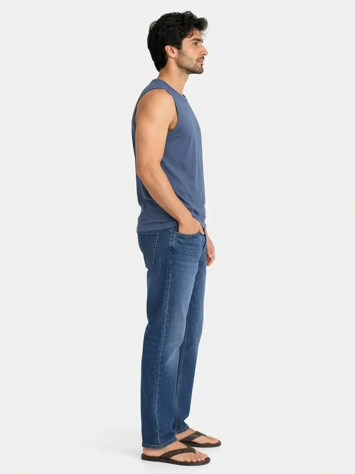 Men's Steel Blue Sleeveless  Muscle Fit T-Shirt