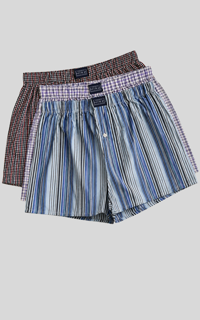 Men’s Cotton Woven Check Boxers – 3 Pack - Hinz Clothing