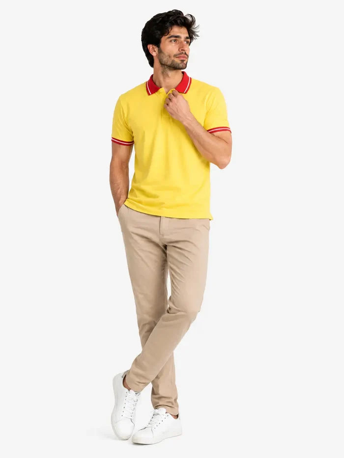 Men's Yellow Contrast Collar Polo Shirt