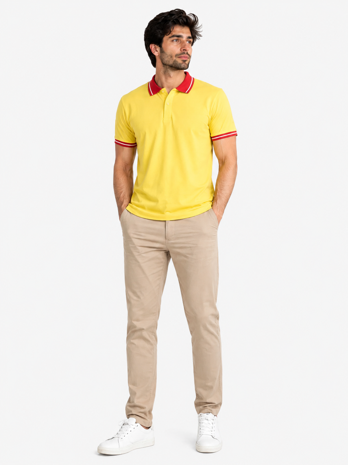 Men's Yellow Contrast Collar Polo Shirt - Hinz Clothing