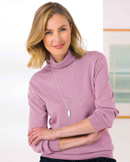 Merino Wool Roll Neck Jumper - Dusky Pink - The Classic Boutique