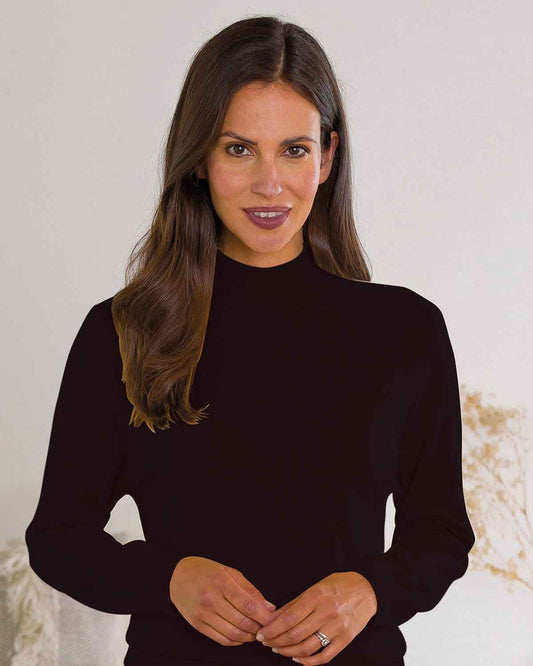 Merino Wool Turtle Neck Jumper - Black - The Classic Boutique