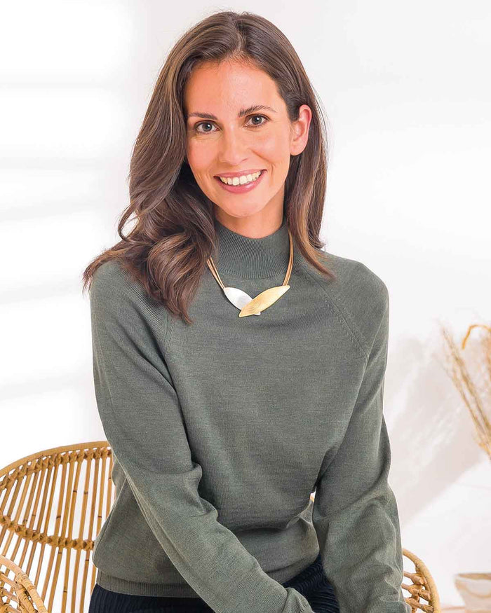 Merino Wool Turtle Neck Jumper - Olive - The Classic Boutique